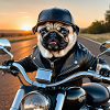 Hunde-Biker im Lederjacke Stil