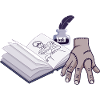 Zombie hand with open book