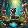 Raccoon in the enchanted forest