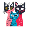 Three curios cats