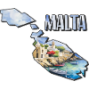 Carte à l’aquarelle Malte