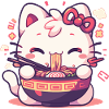 Cat eating Ramen