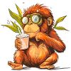 Funny monkey with cool drink