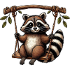 Raccoon on swing pensive playground