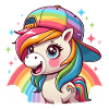 Cute Rainbow Pony with Cap