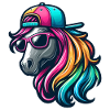 Cheval cool arc-en-ciel