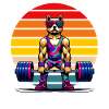 Cartoon Dog Deadlifting