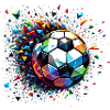 Bunt dynamisches Fußball Motiv mit Lichtreflexe