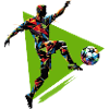 dynamic soccer player playing soccer