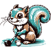 Cute cartoon squirrel playing golf