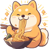 Dog eating Ramen