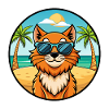 Roux Cheveux Longs Race Chat Dessin Animé Lunettes De Soleil Plage