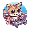 Cat gaming retro background