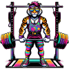 Muscular Rainbow Tiger Deadlifting