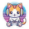Cat gaming retro background