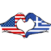 USA Greece Flag Hands Heart Shape