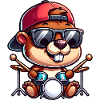 Cute Beaver Drummer Funny Animal