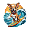 Happy Surfing Dog