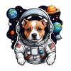 Space Dog with Planets