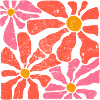 Groovy retro pink og orange blomster