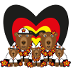 Bärenfamilie mit Deutschlandfahnen Herz.