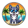 Alaskan Klee Kai Hunderasse Cartoon Sonnenbrille Strand