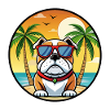 Bulldog Breed Cartoon Sunglasses Beach
