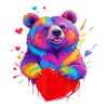 Bunter Grizzly Bär Herz
