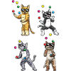 Juggling Sunglasses Cats Quartet