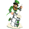Leprechaun (Irish leprechaun) taps beer