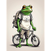 Frog on a bicycle