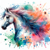 Cheval à l’aquarelle