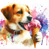 Hund isst Eis