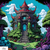 Comic style temple