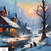 Winter village morning