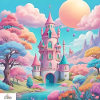 Pastel castle dreamscape