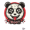 Creepy-cute panda says "boo"