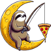 Sloth Angler Moon Pizza Space