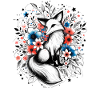 Fuchs-Schmetterlinge-Tier-Blumen-Illustrations-Out