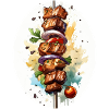 Meat skewer at grilling