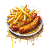 Currywurst with fries