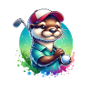 Funny Otter Golf Golfer Golfing