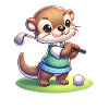 Cute Otter Golfer Golfing Fun