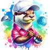 Funny Otter Golfer Golfing