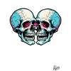 Laughing Cool Twin Skull Skull