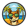 Serbisk Tricolored Hound Dog Breed Cartoon Beach