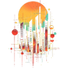 Abstraktes Stadtbild-T-Shirt-Design
