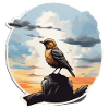 Landscape Painting with Bird