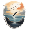 Landscape Painting with Bird