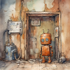 Old rusty abandoned robots